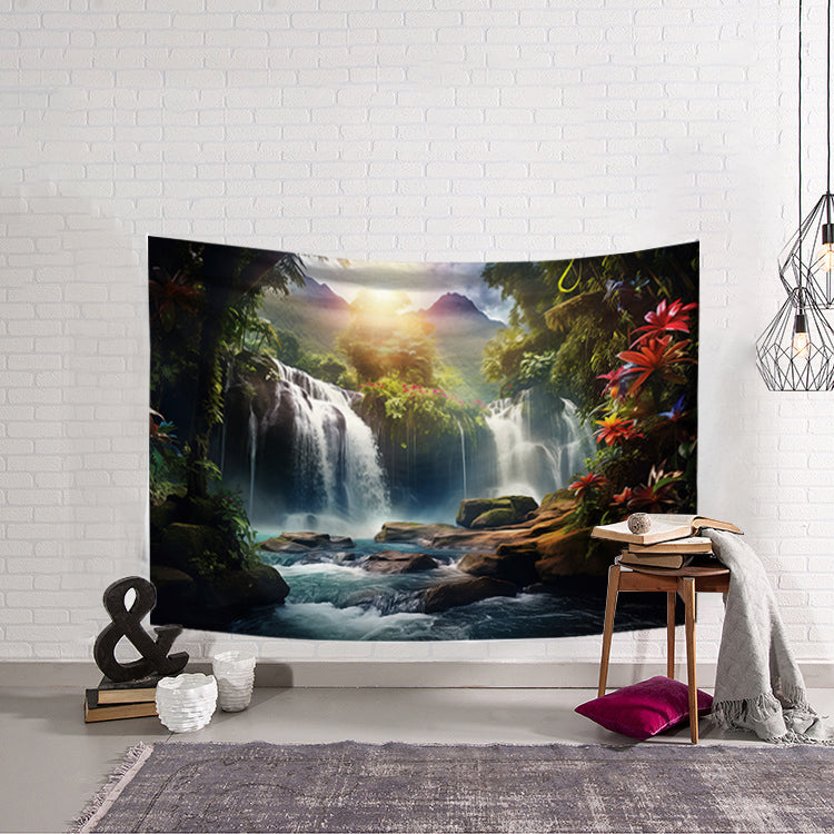 The Waterfall's Sunset | Tapestry | Wall Art (Decor)