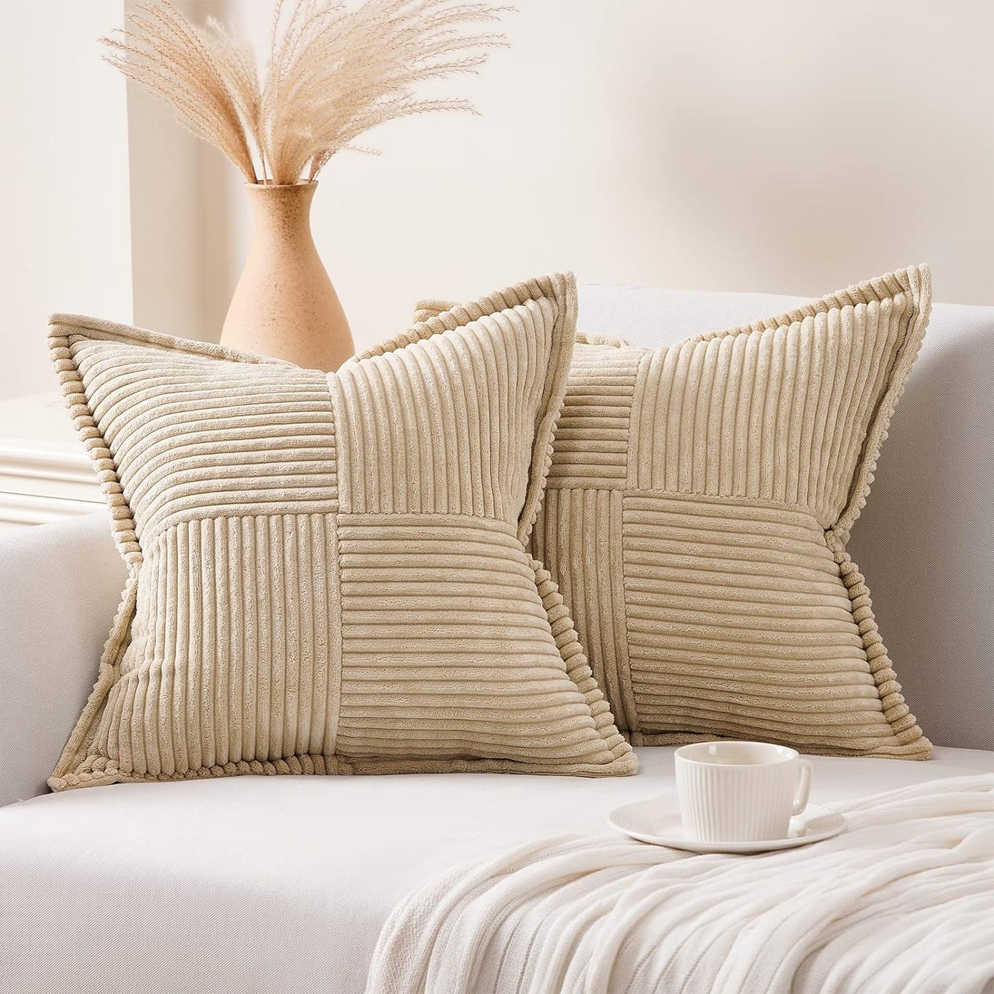 Corduroy Striped Throw Pillow Covers | Boho Style