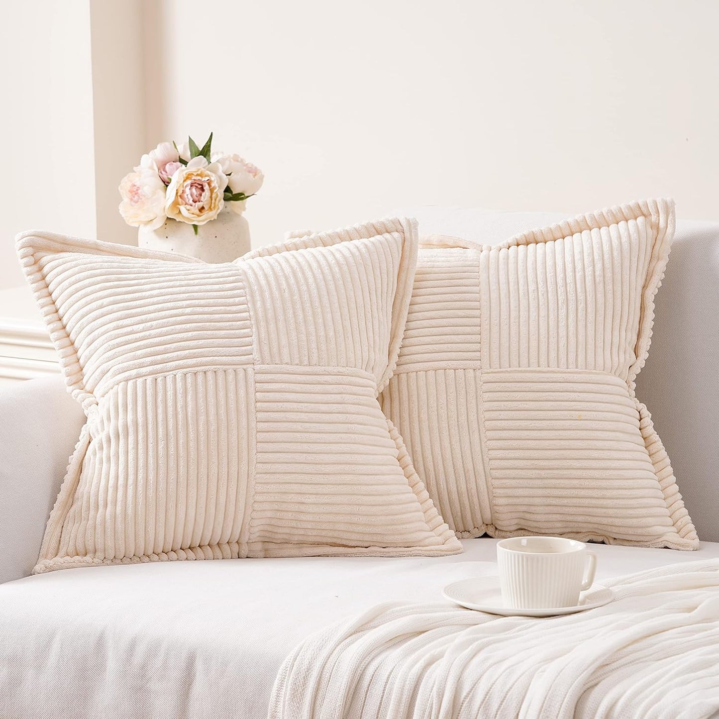 Corduroy Striped Throw Pillow Covers | Boho Style