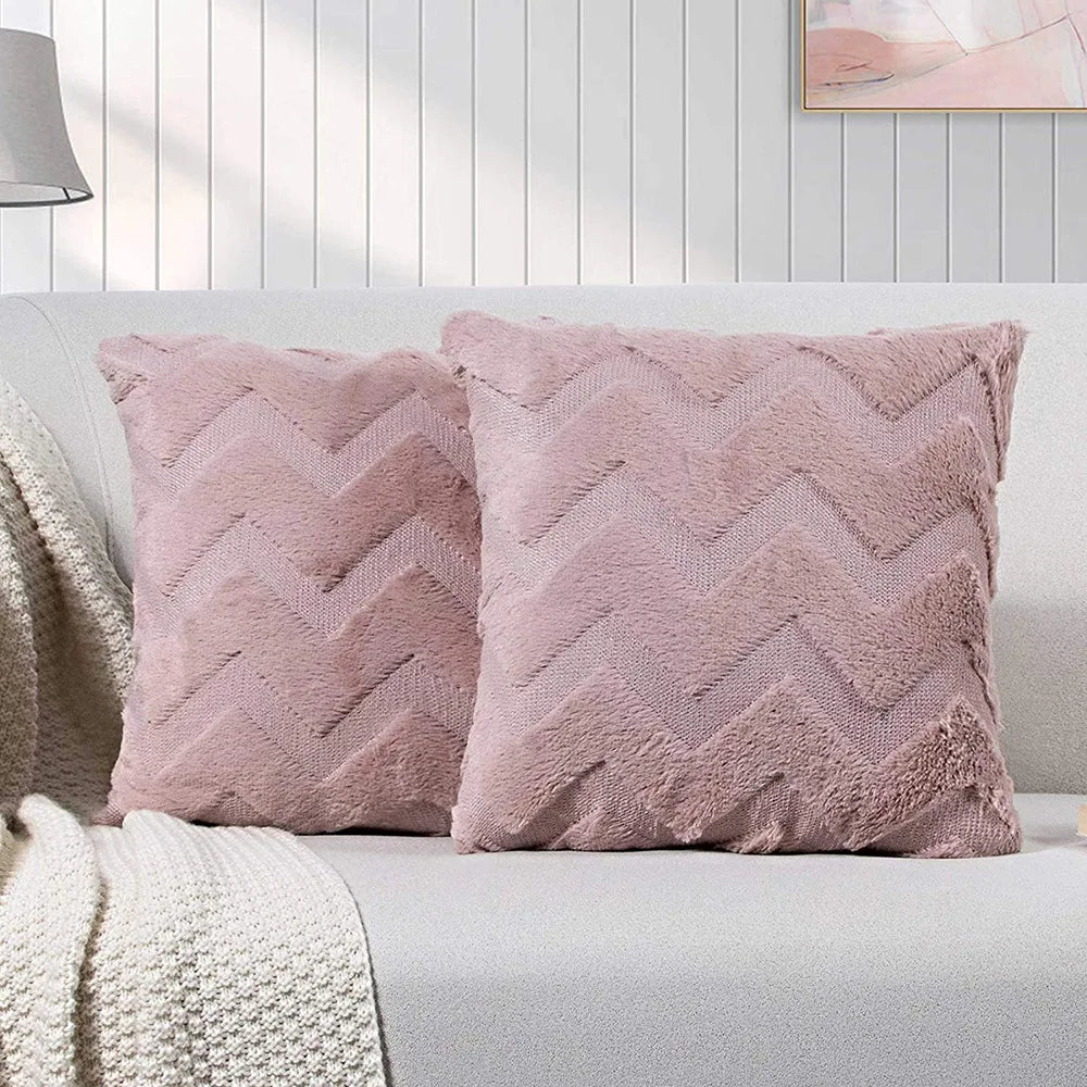 Faux Fur Throw Pillow Covers | Zig-Zag Design