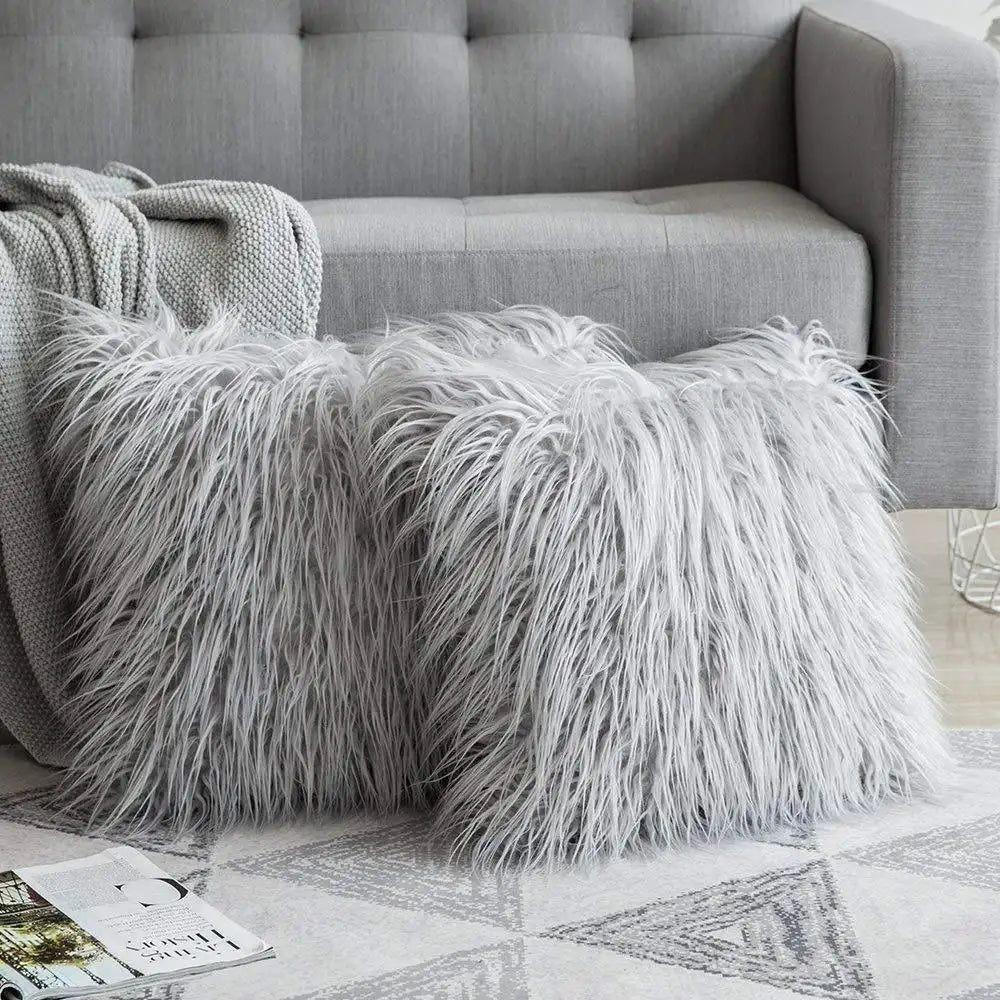 Faux Fur Throw Pillow Covers | Set of 2