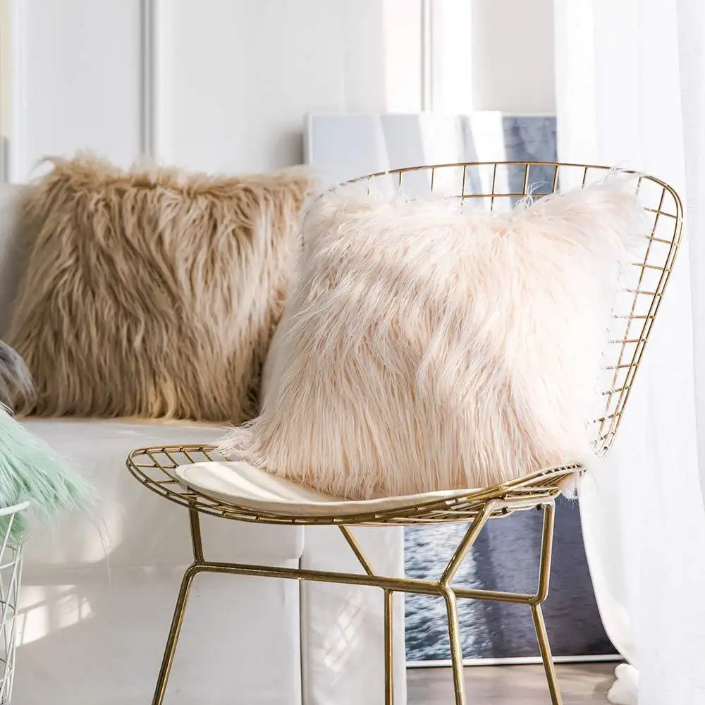 Faux Fur Throw Pillow Covers | Set of 2