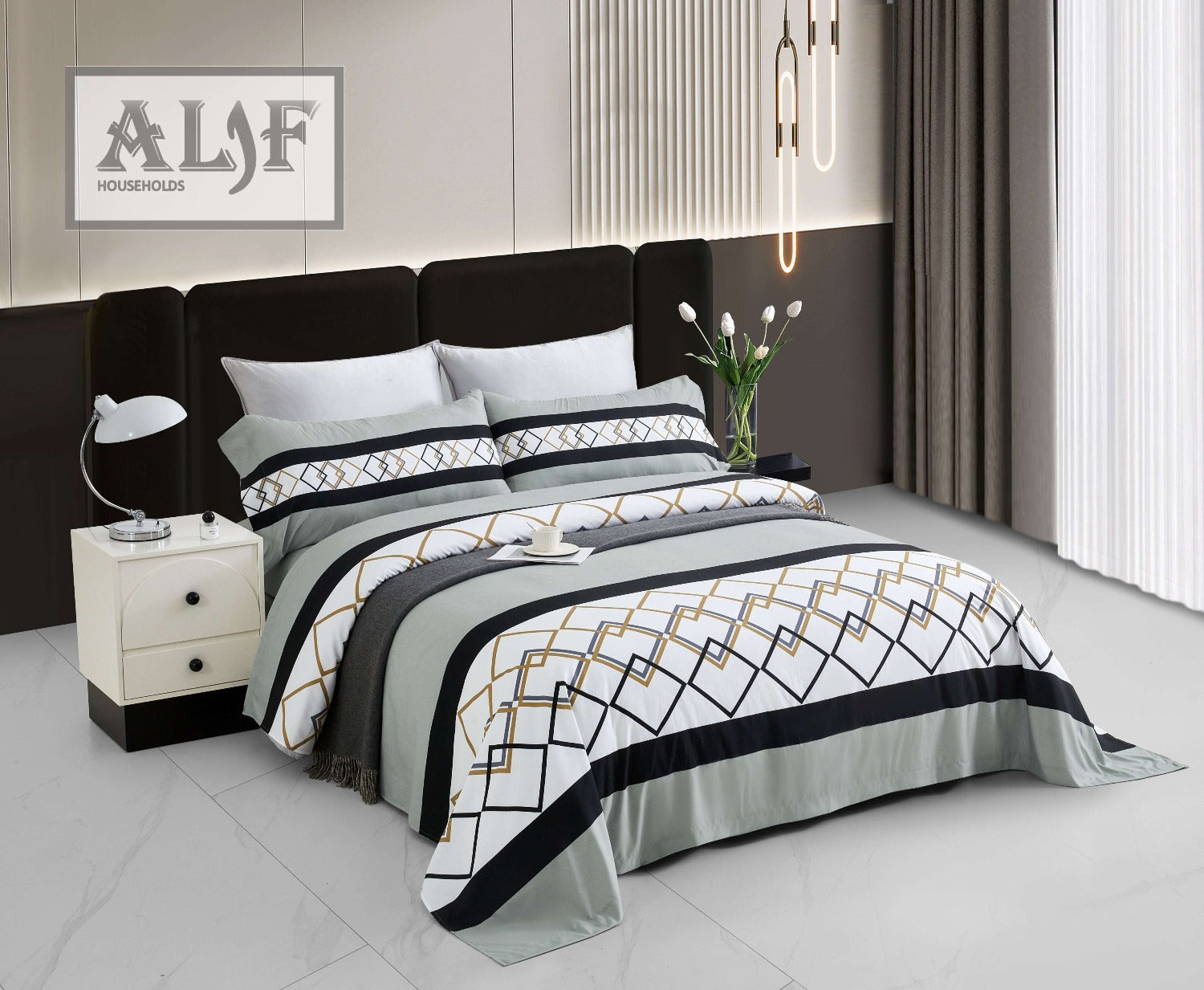 Exclusive Hotel-Edition Flat-Sheet Bed Set | ROYAL GREY