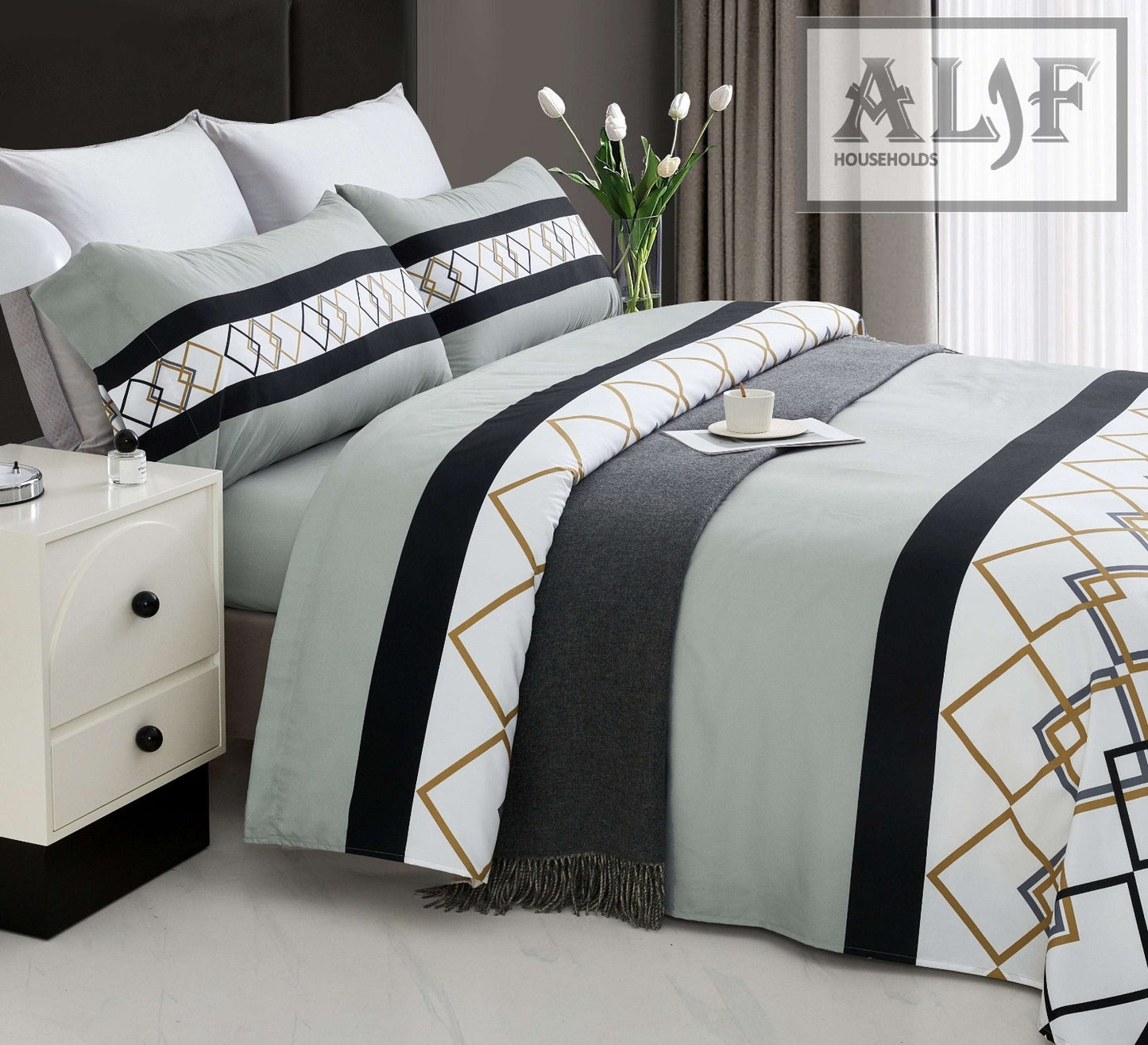 Exclusive Hotel-Edition Flat-Sheet Bed Set | ROYAL GREY