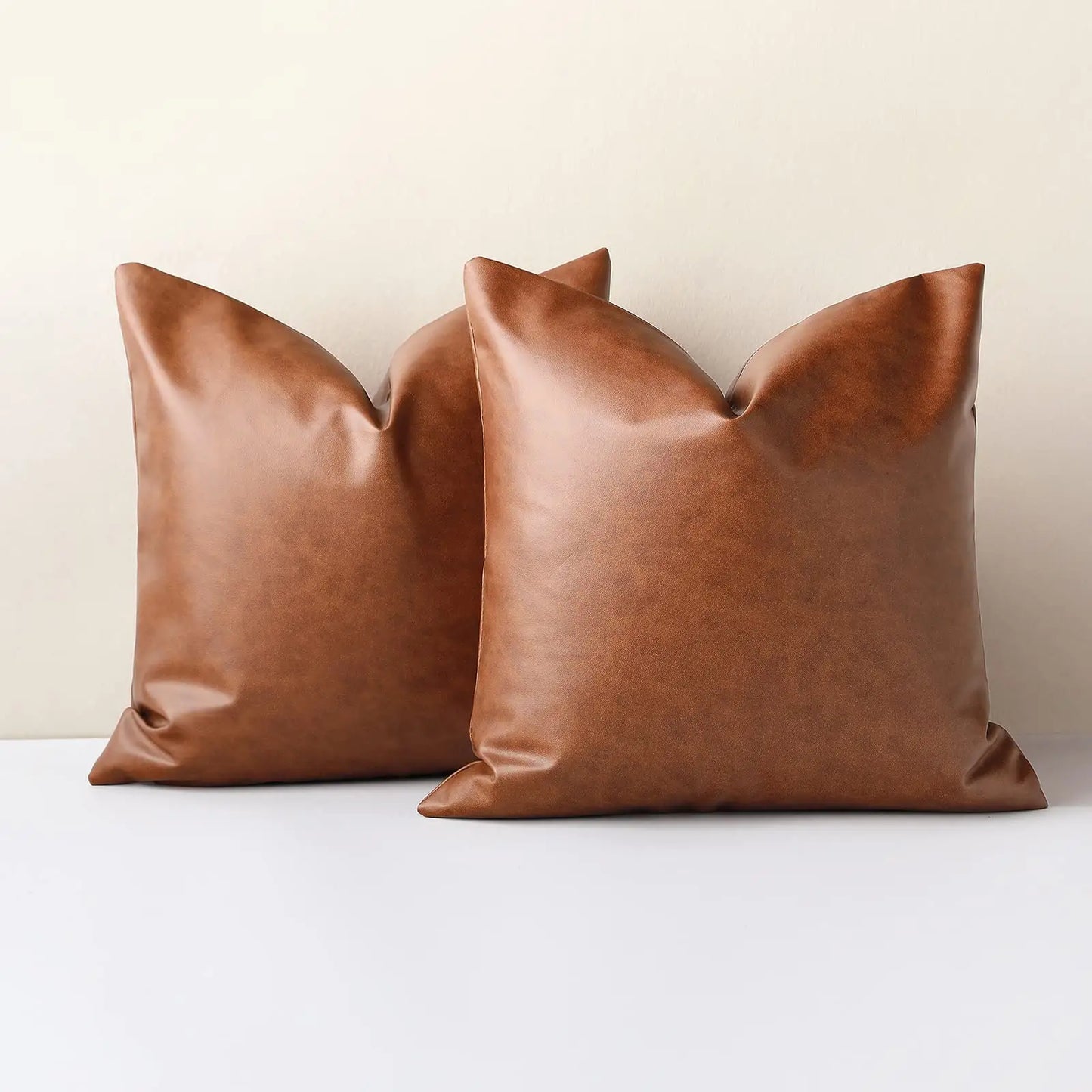 Faux Leather Throw Pillow Covers | Set of 2