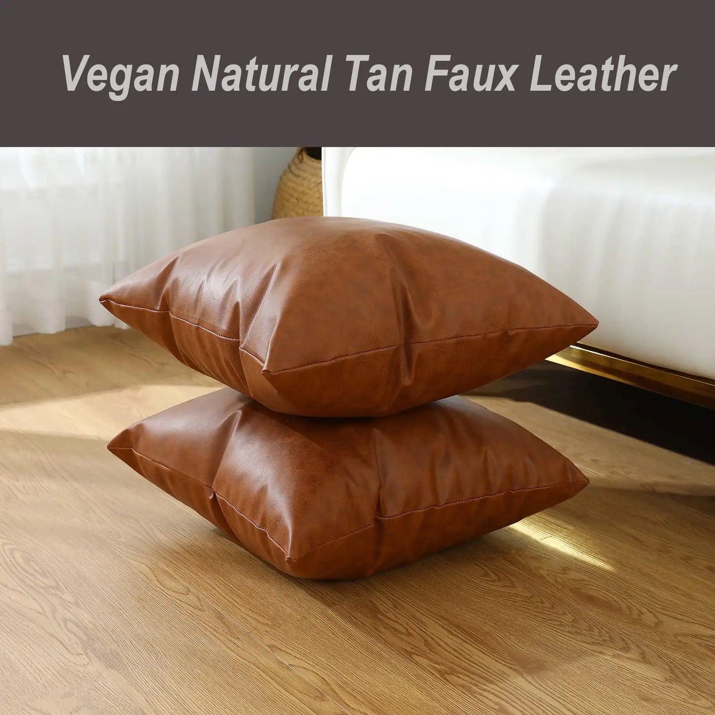 Faux Leather Throw Pillow Covers | Set of 2